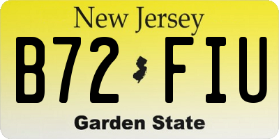 NJ license plate B72FIU