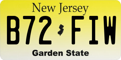NJ license plate B72FIW