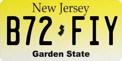 NJ license plate B72FIY