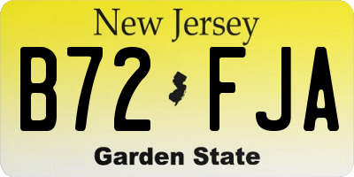 NJ license plate B72FJA
