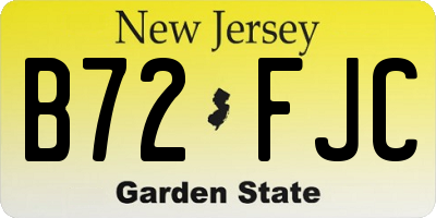 NJ license plate B72FJC