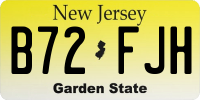 NJ license plate B72FJH