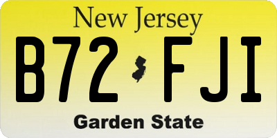 NJ license plate B72FJI