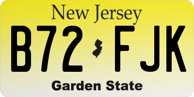 NJ license plate B72FJK