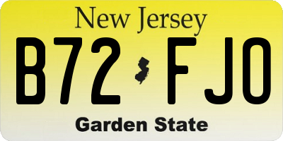 NJ license plate B72FJO
