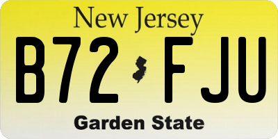 NJ license plate B72FJU