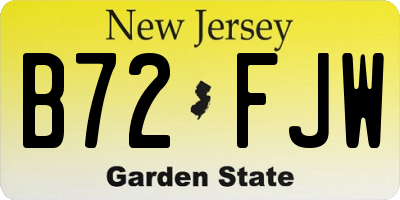 NJ license plate B72FJW