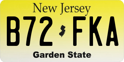 NJ license plate B72FKA