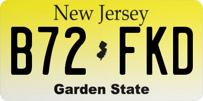 NJ license plate B72FKD