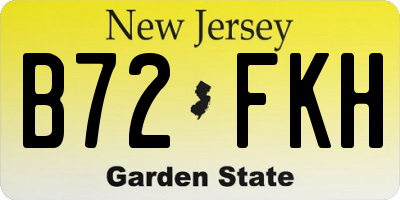 NJ license plate B72FKH