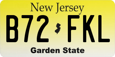 NJ license plate B72FKL