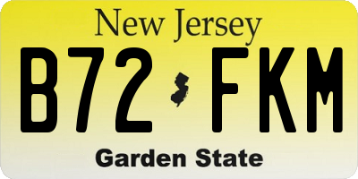 NJ license plate B72FKM