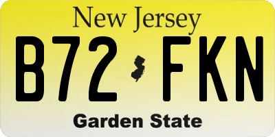 NJ license plate B72FKN