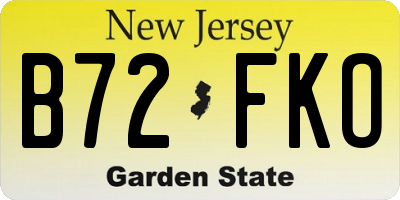 NJ license plate B72FKO