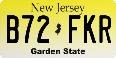 NJ license plate B72FKR