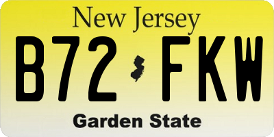 NJ license plate B72FKW