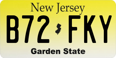 NJ license plate B72FKY