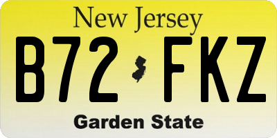 NJ license plate B72FKZ