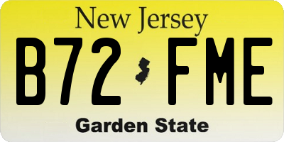 NJ license plate B72FME