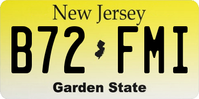 NJ license plate B72FMI