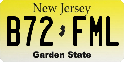 NJ license plate B72FML