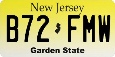 NJ license plate B72FMW