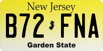 NJ license plate B72FNA