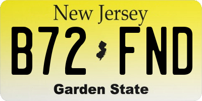 NJ license plate B72FND