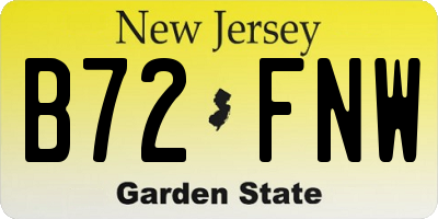 NJ license plate B72FNW