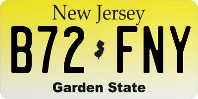 NJ license plate B72FNY