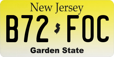 NJ license plate B72FOC
