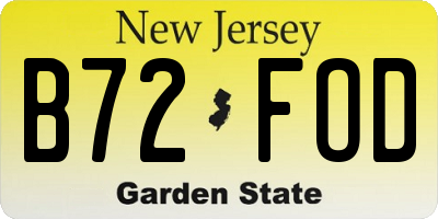 NJ license plate B72FOD