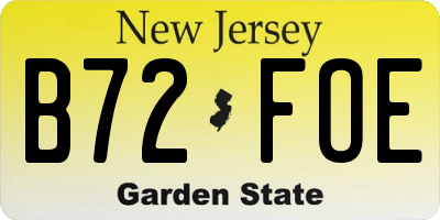 NJ license plate B72FOE