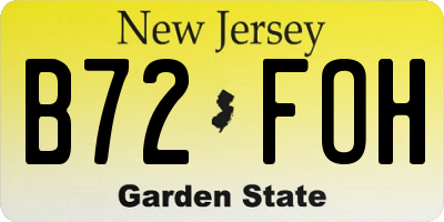 NJ license plate B72FOH