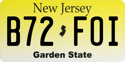 NJ license plate B72FOI