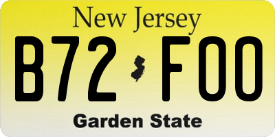 NJ license plate B72FOO