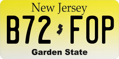 NJ license plate B72FOP