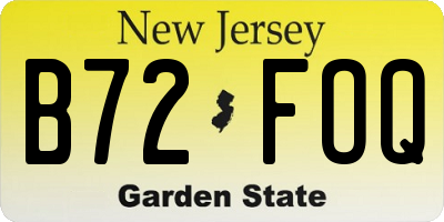 NJ license plate B72FOQ