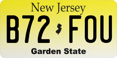NJ license plate B72FOU