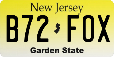 NJ license plate B72FOX