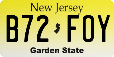 NJ license plate B72FOY
