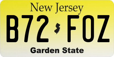 NJ license plate B72FOZ