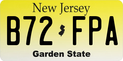 NJ license plate B72FPA