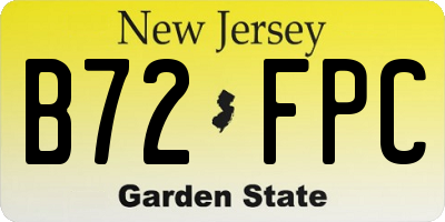 NJ license plate B72FPC