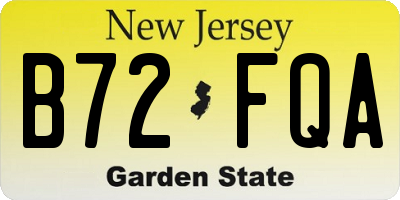 NJ license plate B72FQA