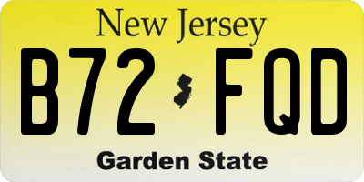 NJ license plate B72FQD
