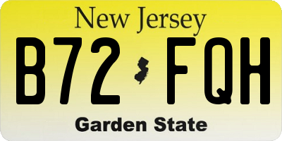 NJ license plate B72FQH
