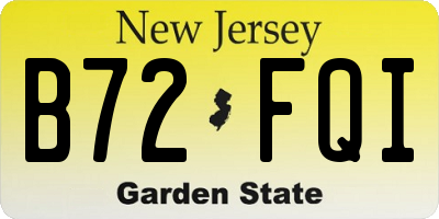 NJ license plate B72FQI
