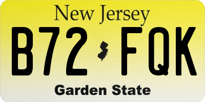 NJ license plate B72FQK