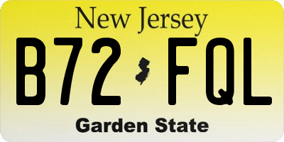 NJ license plate B72FQL